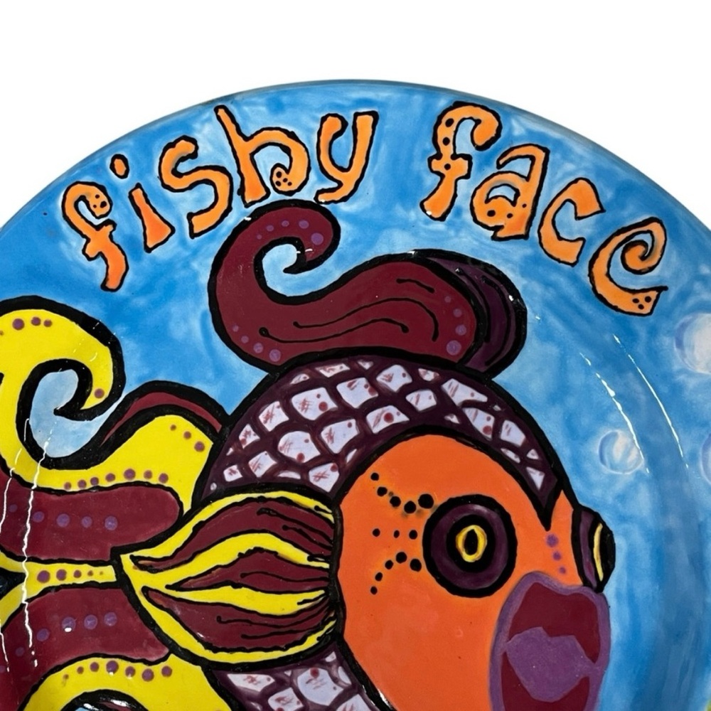 Colorful Fishy Face Ceramic Plate - Picture 2 of 7